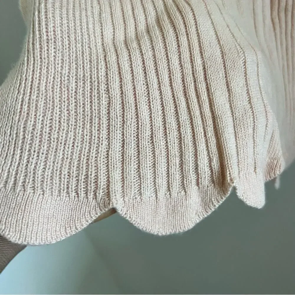 Banana Republic Soft Scalloped Italian Yarn Scarf Pink